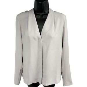 Babaton Aritzia Taupe Silk Look Blouse Draped Collar Office Work Top S